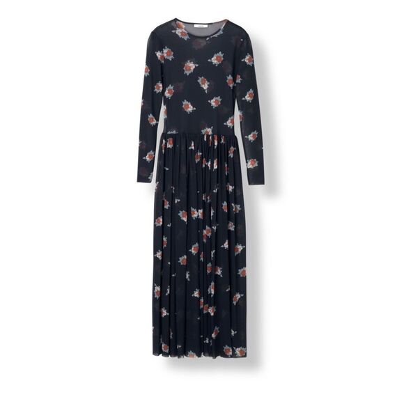 Ganni Dresses & Skirts - GANNI Tilden Floral-printed Mesh Dress In Black